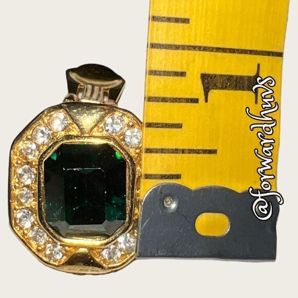 Vintage Clip On Gemstone Rhinestone Earrings - Picture 8 of 9